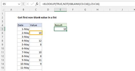 Get First Non Blank Value In A List Excel Formula Exceljet