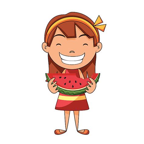 Woman Eating Watermelon Illustrations Royalty Free Vector Graphics