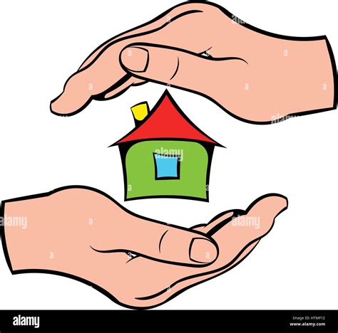Haus In Händen Symbol Cartoon Stock Vektorgrafik Alamy
