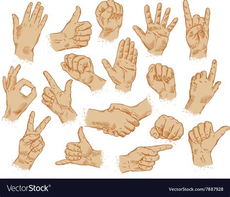 Hand Gestures Set Of Symbols And Icons Royalty Free Vector