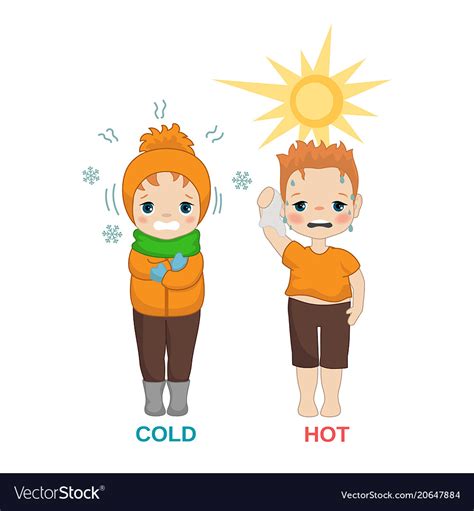 Hot And Cold Boy Hot And Cold Boy Royalty Free Vector Image
