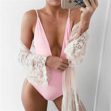 Swimwear Tumblr One Piece Swimsuit Pink Swimwear Cover Up Necklace Gold Necklace Jewelry