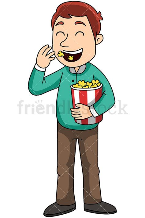 Man Eating Pop Corn Vector Cartoon Clipart Friendlystock