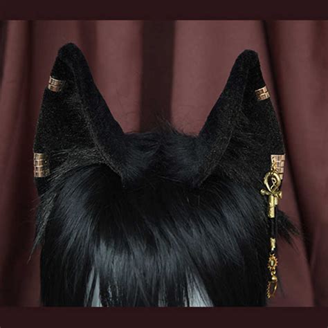 New Handmade Work Original Beast Anubis Wolf Cat Dog Ears Black