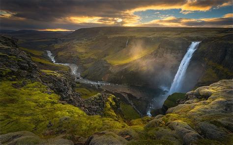 446677 Sunset Sky Water Landscape Iceland Nature River Rocks