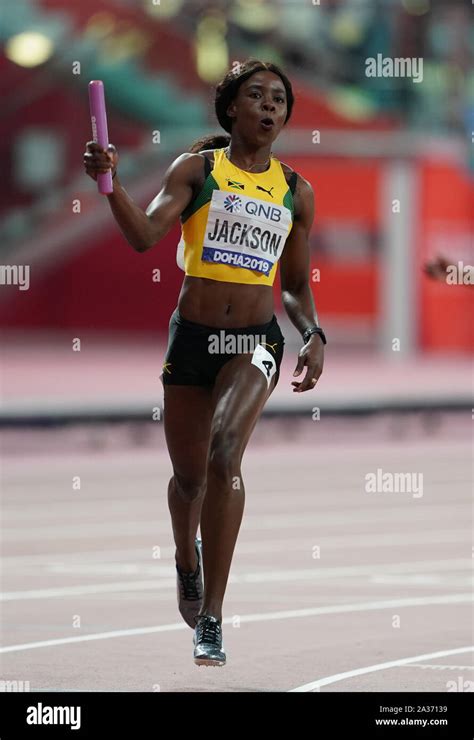 Doha Qatar 5th Oct 2019 Shericka Jackson Of Team Jamaica Celebrates During The Womens