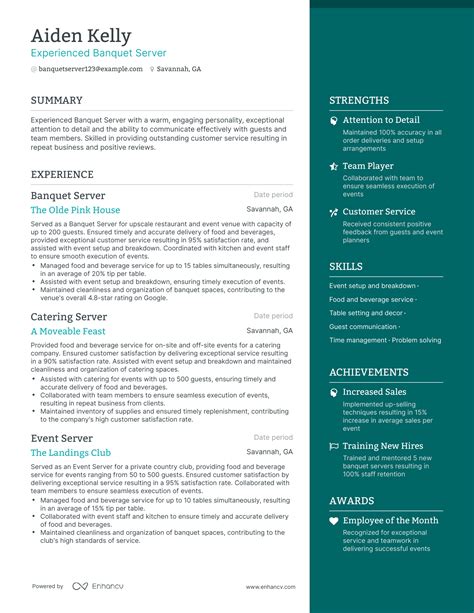 5 Banquet Server Resume Examples And Guide For 2023