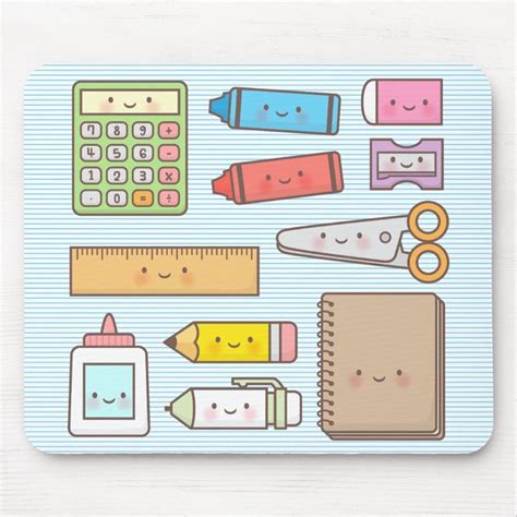 Kawaii Kids Back To School Supplies Mouse Pad Zazzle Útiles