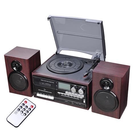 Wireless Stereo Record Player System With Speakers Turntable Amfm Cd
