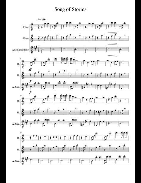 Bellow is only partial preview of storms sheet music, we give you 2 pages music notes preview that. Song of Storms sheet music for Flute, Alto Saxophone download free in PDF or MIDI