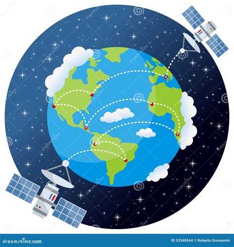 Planet Earth With Satellites And Stars Stock Vector Illustration Of