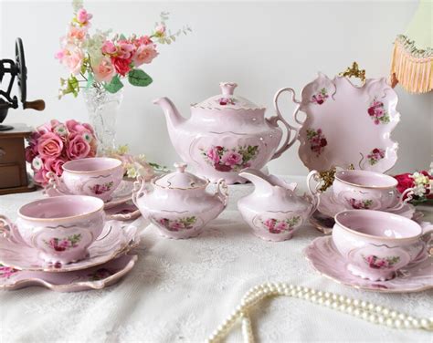 Vintage Tea Set Vintage Porcelain Slav Porcelain Pink Tea Cup Etsy