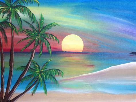 Sunset Beach Painting Original Artwork Beach Decor Beach Painting