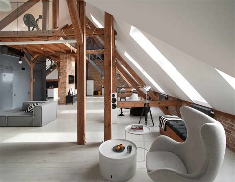 Office Attic Converted Into Loft Apartment Keeping Original Wood And Brick