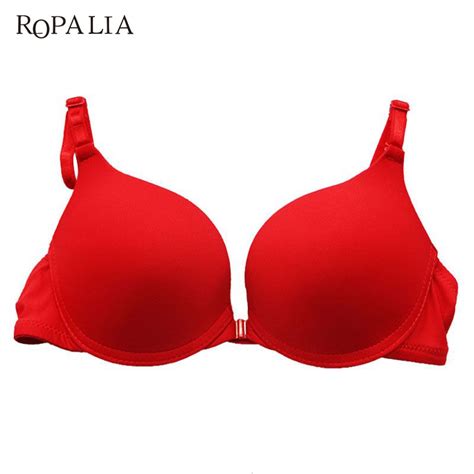 Ropalia Sexy Women Front Closure Lace Push Up Seamless Underwire Bra