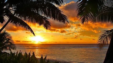[61 ] tropical island sunset wallpaper