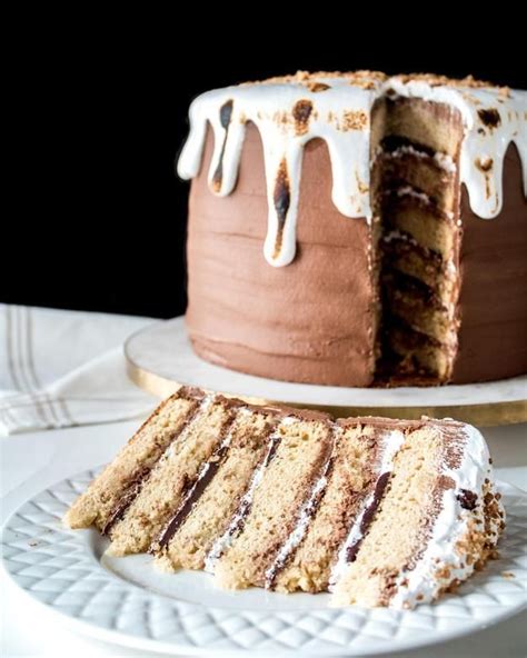 Smores Layer Cake With Homemade Fluff Baran Bakery Recipe Smores Cake Cake Gourmet Cakes