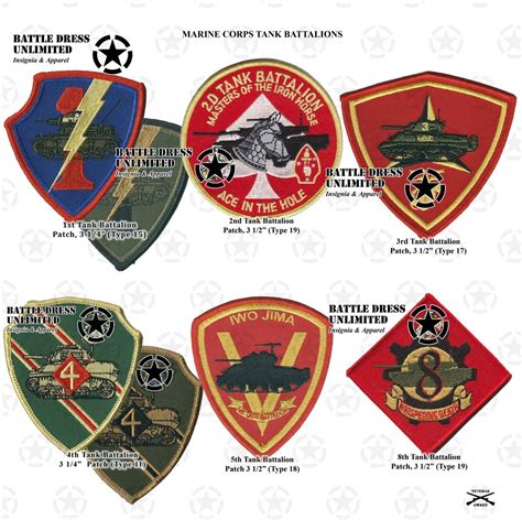 1st 2nd 3rd 4th 5th 8th Tank Battalion Patches Marine Ebay