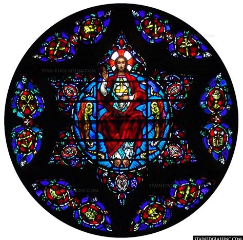 Round Stained Glass Window Of Enthroned Jesus Stained Glass Windows