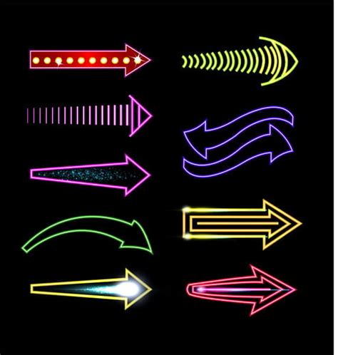 Neon Light Arrow Collection Eps Ai Vector Uidownload