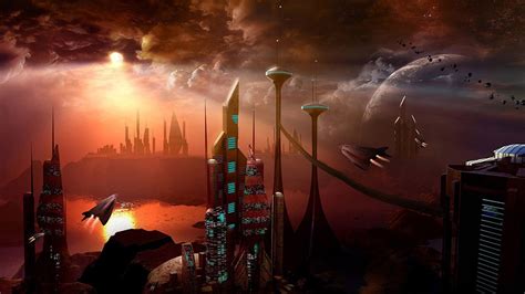 Digital Art Spaceship Fantasy Art Universe Artwork Skyscraper