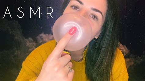 Asmr Chewing Gum And Blowing Bubbles 🍓 Youtube