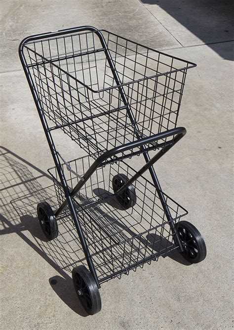 Shopping Trolley Double Steel Basket Collapsible Shopcart
