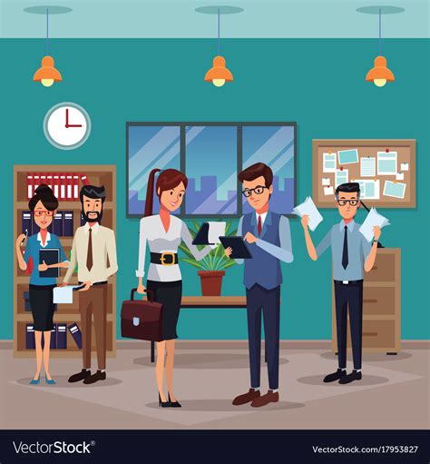 Business People In Office Cartoon Royalty Free Vector Image