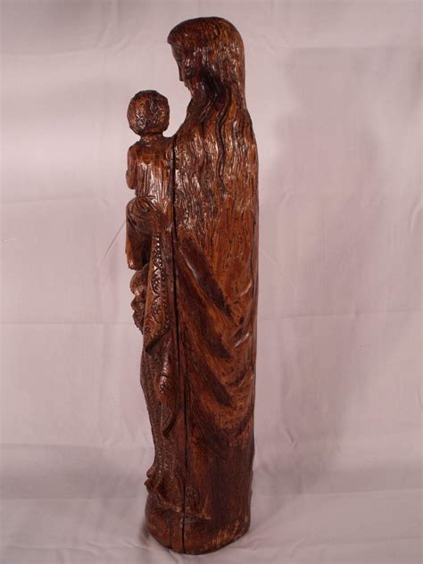 Large Antique C1720 Carved Wood Statue Of Mary From Theroyaljackalope