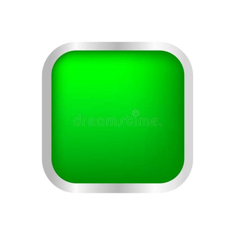 Button Square Shape Green For Buttons Games Play Isolated On White
