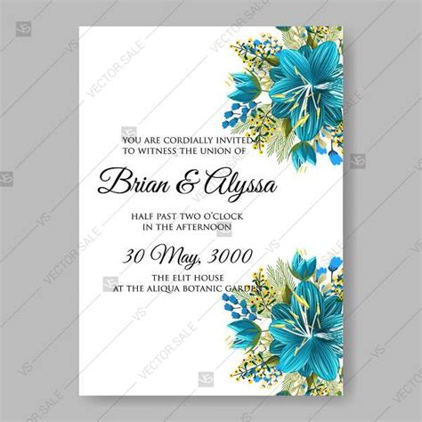Blue Hibiscus Aloha Wedding Invitation Card Template Invitation