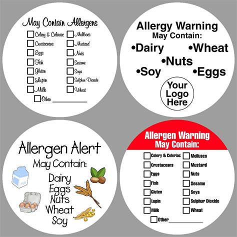 Allergy Warning Labels Allergen Advice Stickers May Etsy Uk