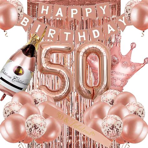 Buy 50th Birthday Decorations For Women Rose Gold 50th Birthday Party