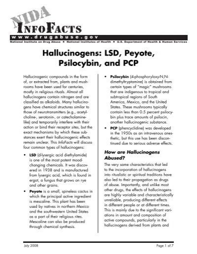 Hallucinogens Lsd Peyote Psilocybin And Pcp