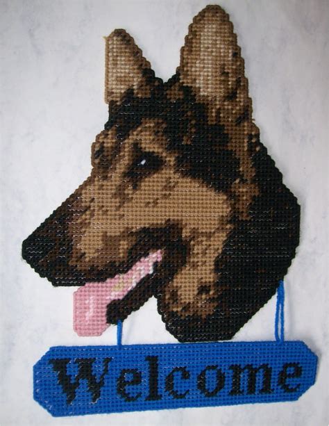 Plastic Canvas German Shepherd Welcome Sign Plastic Canvas Kitscom