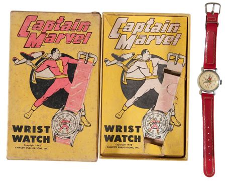 Hake's - "CAPTAIN MARVEL" WATCH BOX & "MARY MARVEL" WATCH.