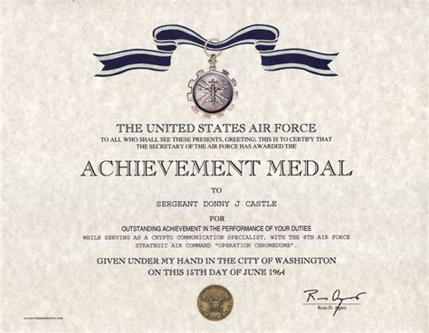 The aerial achievement medal ribbon bears a strikingly similar resemblance to the commonwealth air crew europe star, awarded to personnel of the commonwealth air crew during. Air Force Achievement Medal Certificate, Air Force ...
