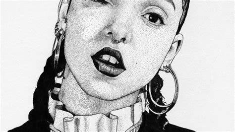 This is the first episode of this series. Drawing FKA Twigs with dots - pointillism pen art time ...