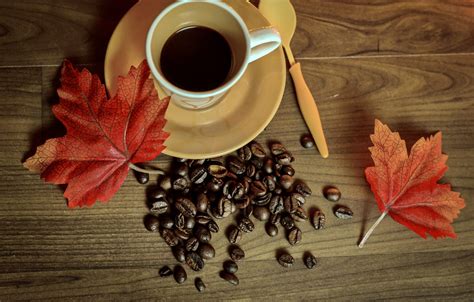 Wallpaper Autumn Coffee Cup Book Autumn Leaves Cup Beans Coffee