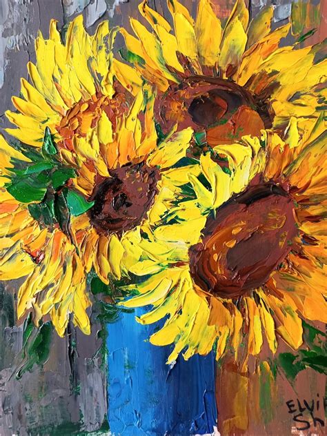 Sunflower Painting Original Art Flowers Oil Painting Etsy