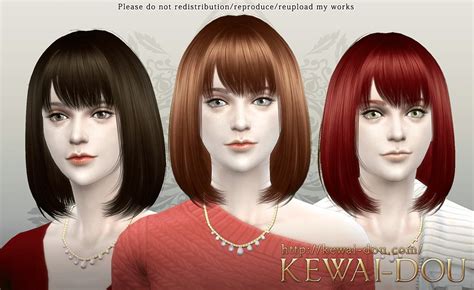 Kewai Dou Cecile Bob With Bangs Hairstyle Sims 4 Hairs Sims Hair