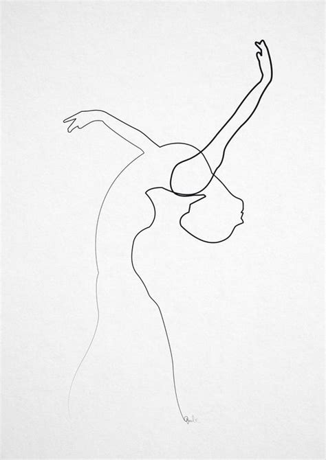One Line Dancer Art Print By Quibe Dancers Art Art Drawings Line