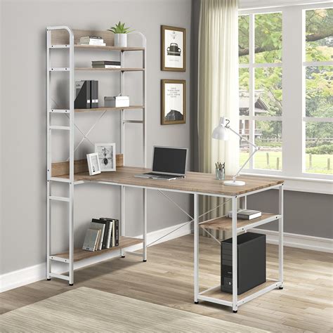 Computer Desk With Storage Shelves Modern Writing Home Office Desks