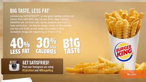 Burger King Satisfries With New Lower Calorie French Fries Youtube