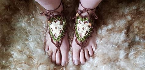 Crochet Barefoot Sandal Barefeet Sandal Size 36 41 Brown Etsy