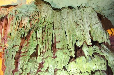 Stalactite Sung Sot Cave In Ha Long Bay Quang Ninh Viet Nam Stock Photo