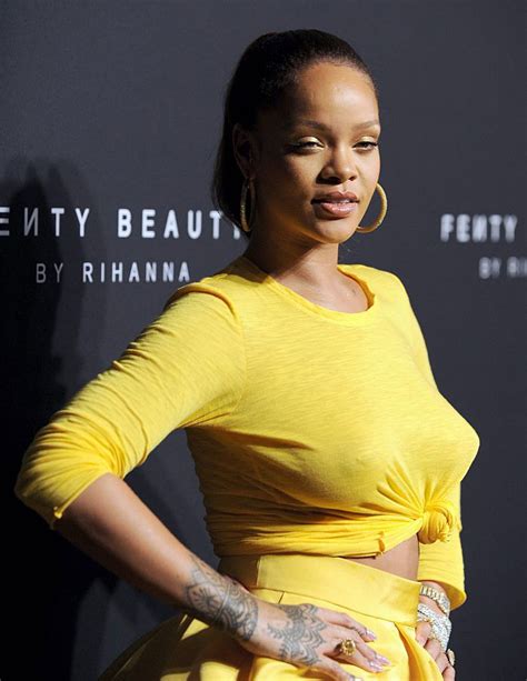 Rihanna Braless Poking Nipples In Sheer Yellow Dress Scandal Planet