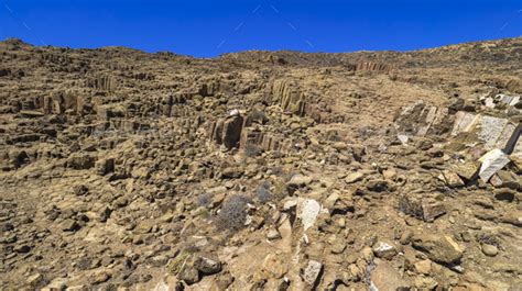 Columnar Jointing Structures Of Punta Baja Cabo de Gata Níjar Natural Park Spain Stock Photo