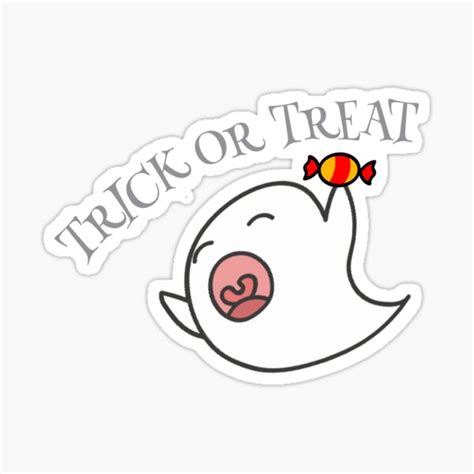 Friendly Trick Or Treat Ghost Sticker For Sale By Mahosei Redbubble