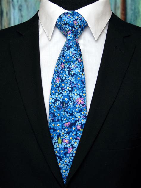 Blue Floral Necktie Colorful And Sheerful Floral Necktie For Wedding Everyday And Available